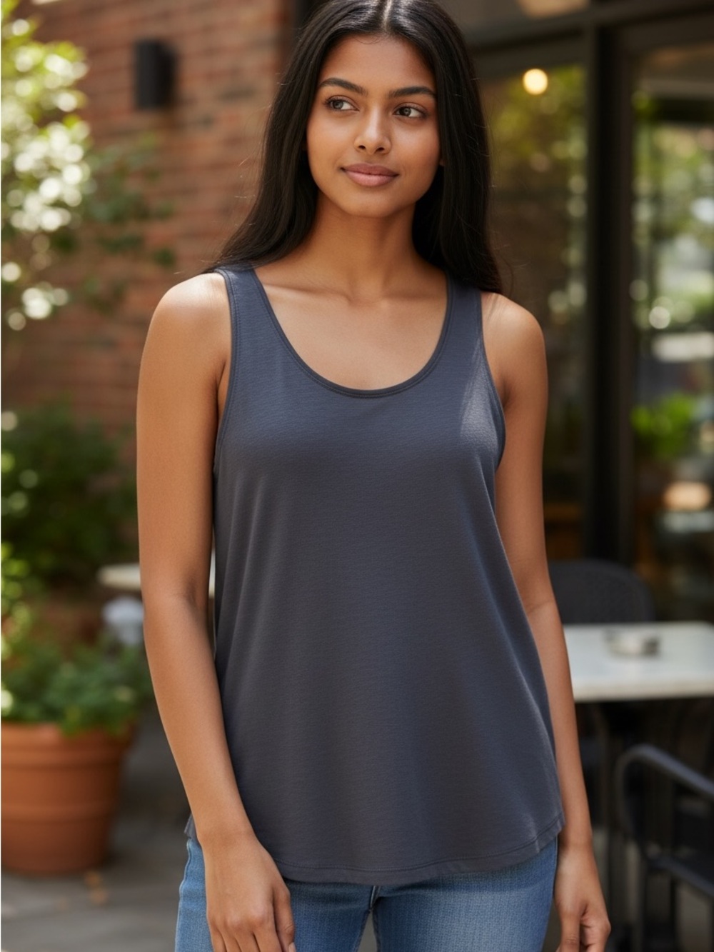 Athleta Navy Blue Scoop-Neck Tank